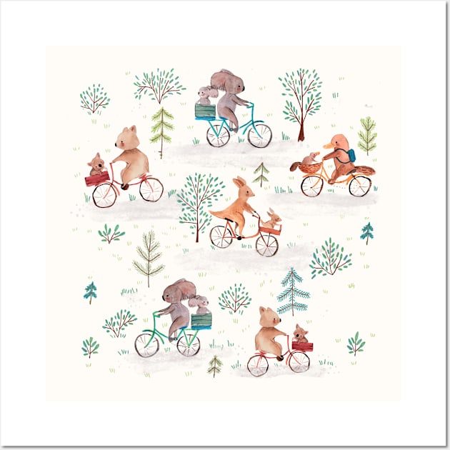 Biking animals Wall Art by Petit Faon Prints